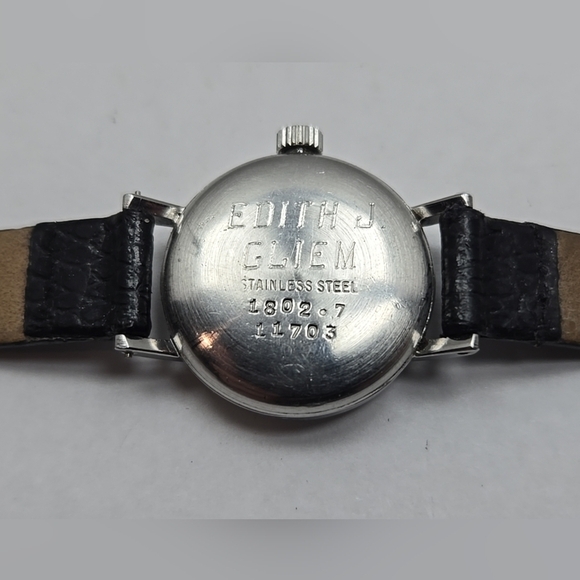 Vintage Womens Wyler Incaflex Swiss Watch Manual Wind Silver Black Leather Runs - Picture 11 of 11